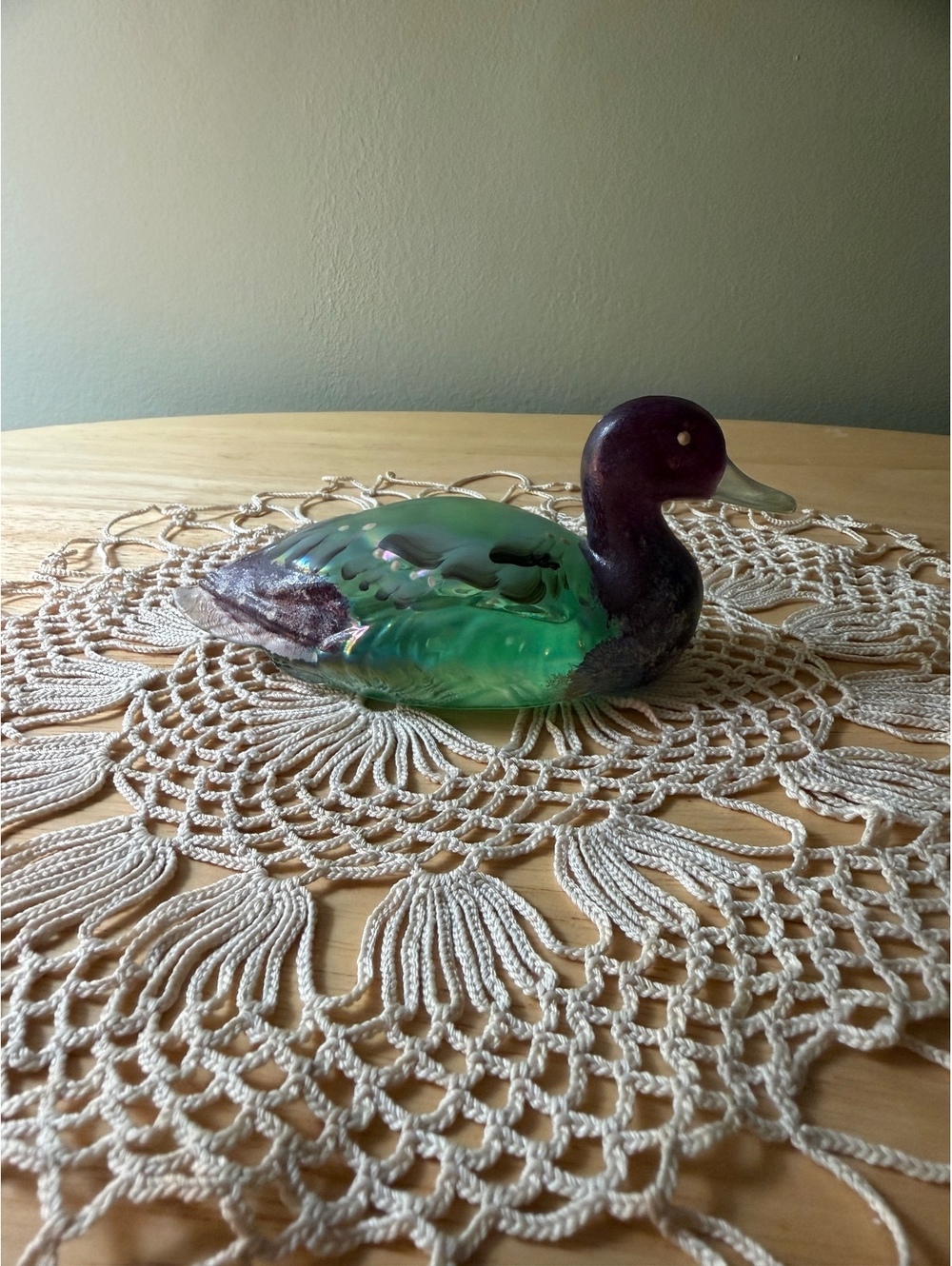 Fenton Hand-Painted Glass Duck Figurine Signed by the Artist